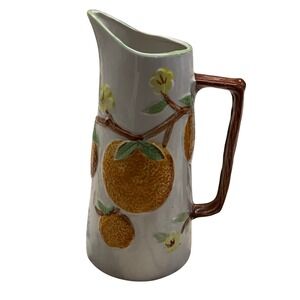 Vintage Napcoware Ceramic Pitcher Orange Blossom Embossed Design Farmhouse Decor
